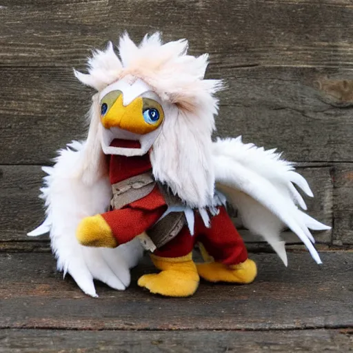 Prompt: a cute dnd griffon! with seagull head and lion body plush! doll