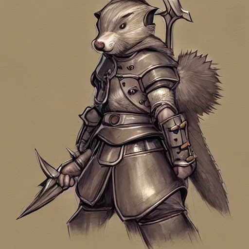 Image similar to heroic character design of anthropomorphic beaver, whimsical beaver, portrait of face, holy crusader medieval, final fantasy tactics character design, character art, whimsical, lighthearted, colorized pencil sketch, highly detailed, Akihiko Yoshida,