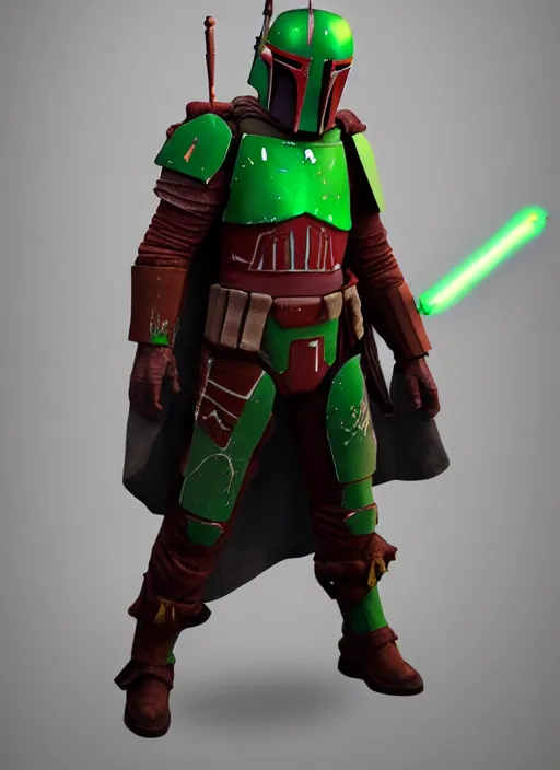 Prompt: arcane wizard x boba fett, fantasy inspired boba fett as a wizard, 3 d digital art, character mashup, epic volumetric lighting, combination art, photorealistic, sharp focus, aesthetic