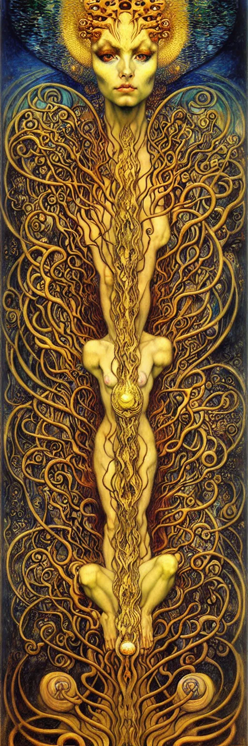 Image similar to Divine Chaos Engine by Karol Bak, Jean Delville, William Blake, Gustav Klimt, and Vincent Van Gogh, symbolist, visionary