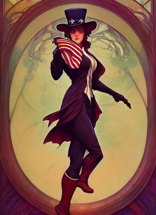 Prompt: uncle sam i want you, by artgerm, cushart krenz, greg rutkowski, mucha. art nouveau. gloomhaven, swirly vibrant ripples, gaudy colors, sharp edges. ultra clear detailed. 8 k. elegant, intricate, octane render