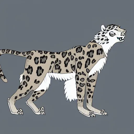 Prompt: avatar of a snow leopard crow griffin, flat color