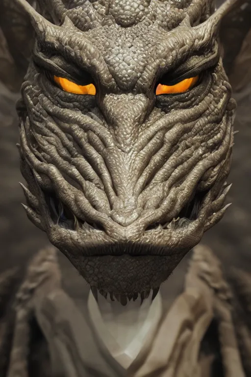 Image similar to a portrait of a dragon head, close up, 3 d model, unreal engine 5, sharp focus, detailed matted painting, 4 k, epic lighting, artstation, by antoine di lorenzo