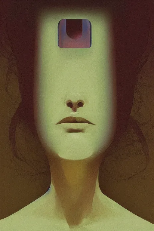 Image similar to woman wearing oculus and digital glitch head edward hopper and james gilleard, zdzislaw beksisnski, higly detailed
