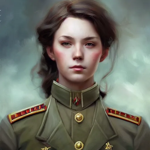 Image similar to a ( stalin ), beauty portrait, fantasy, digital art by krenz cushart, laurie greasly, wlop, artgerm, intricate, highly detailed, sharp focus, smooth, epic composition, joyful, unreal engine