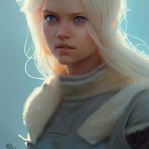 Image similar to Incredibly cute nordic girl, blonde hair, blue eyes by Nuri iyem, James gurney, James Jean, Greg Rutkowski, highly detailed, trending on artstation, artstationHD, artstationHQ, 4k, 8k