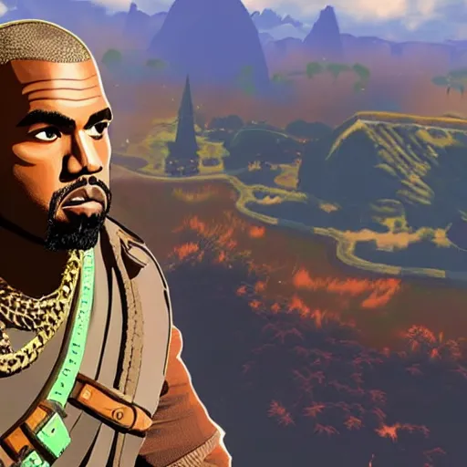 Image similar to Kanye in Zelda Breath of the Wild, 4k HDR