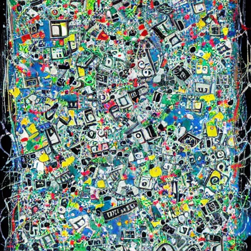 Prompt: gameboy in the style of jackson pollock