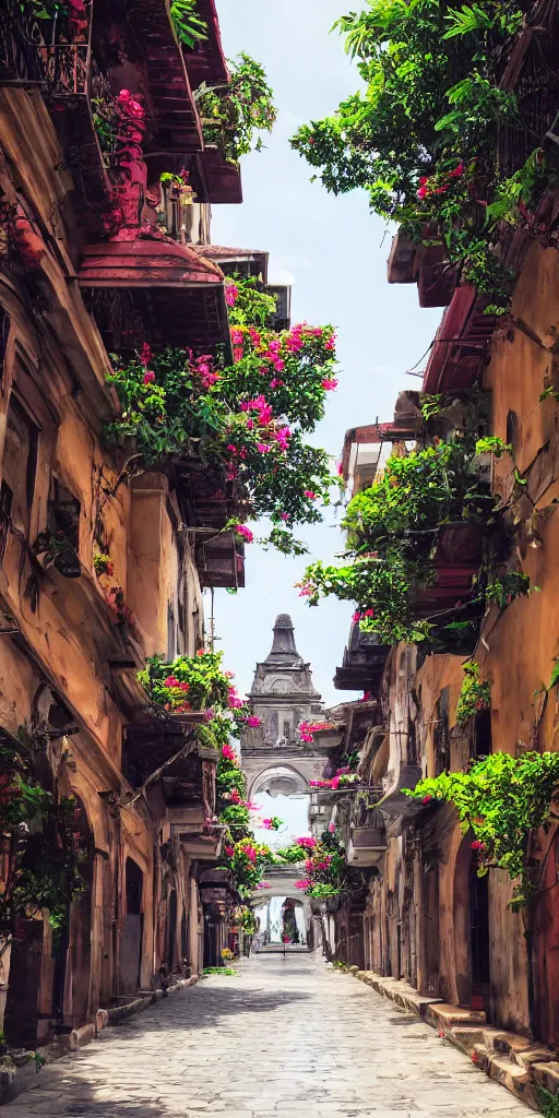 Prompt: Beautiful old city of Intramuros Manila, magical summer, trending on artstation, 50mm, by Noah Bradley