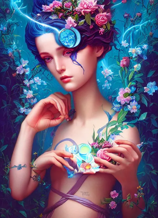 Image similar to the elemental goddess of spring, pixar style by tristan eaton, artgerm, tom bagshaw