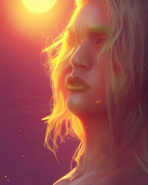 Image similar to summer vibes, beautiful sun goddess, flowy yellow golden hair, sun, summer, cinematic lighting, highly detailed, digital painting, trending on artstation, pixiv, concept art, sharp focus, illustration, art by ross tran and wlop