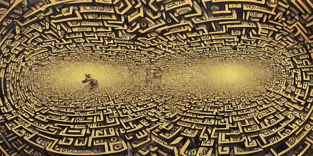 Image similar to the infinite maze, mind - blowing illusion painting by tomek setowski