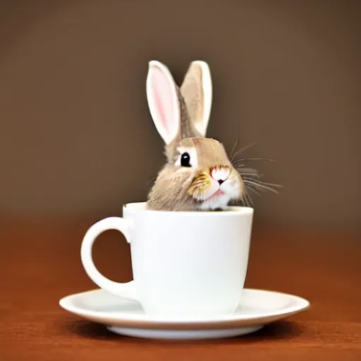 Prompt: rabbit in coffe cup