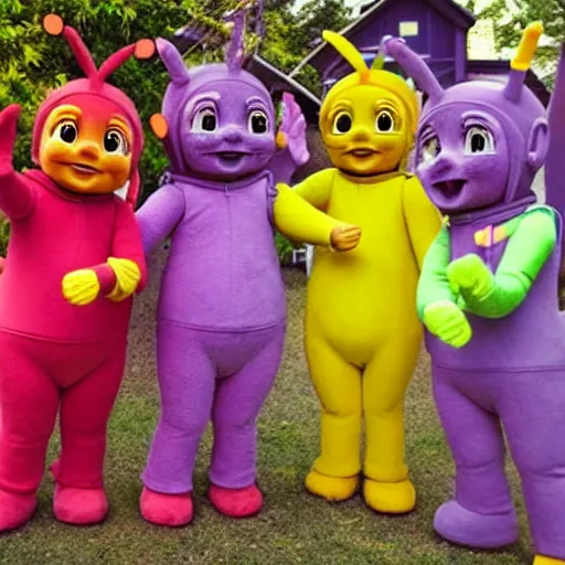 Prompt: teletubbies, got style, creepy, odd, weird, weird, weird, photo