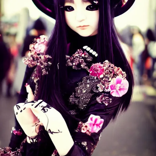 Image similar to Japanese goth girl, beautiful, stunning, high detail, cinematic, harajuku,