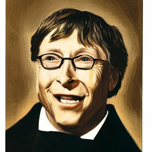 Image similar to bill gates as a demon painted by Goya.