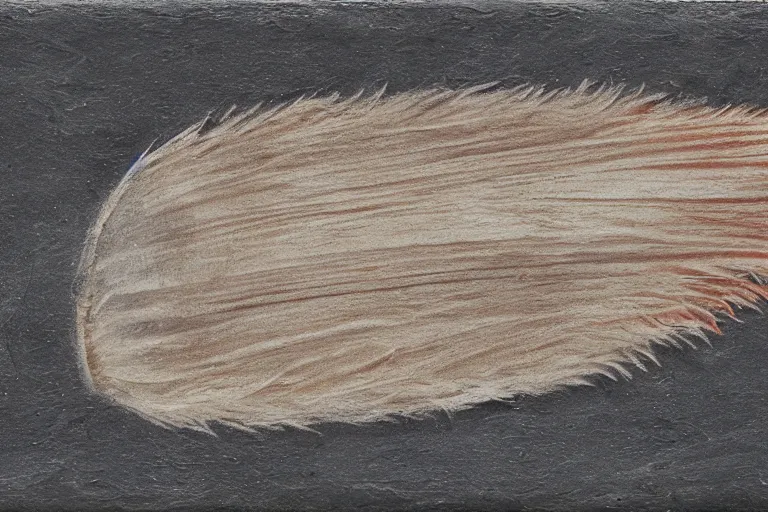 Image similar to 'The color of a River Feather' Mixed Media on Slate, private collection, masterpiece