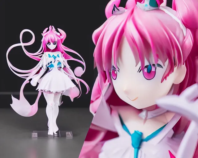 Prompt: Japan Expo isolated magical girl vinyl figure, figure photography, romantic undertones, anime stylized, high detail, ethereal lighting - H 640