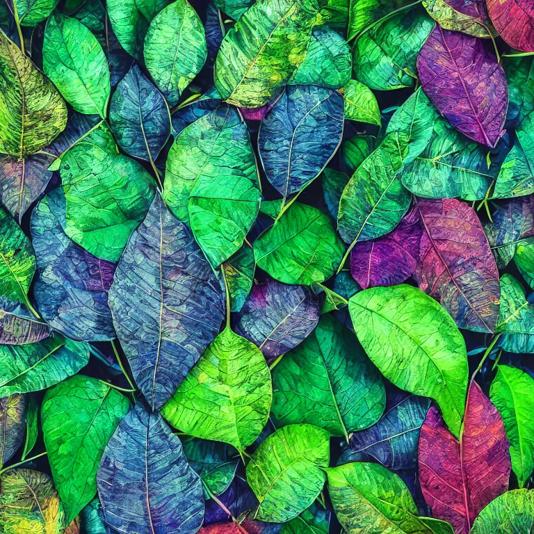 Prompt: a beautiful picture of amborellaceae with fantastic leaves with detailed abaxial structure, structural, textural, fantasy art, high quality, 8 k resolution, colorful, shining