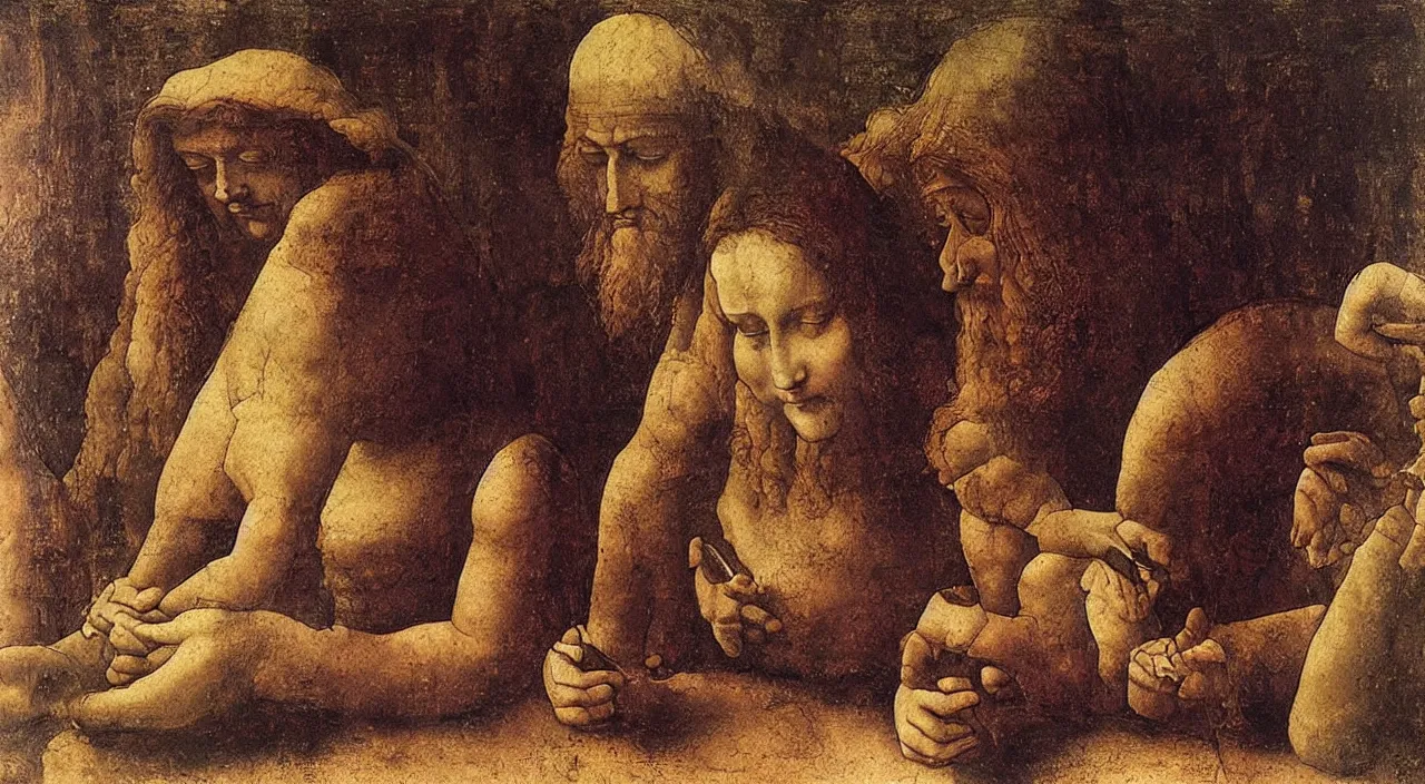 Image similar to “Painting of The the meaning of live, Leonardo Da Vinci, 1498, Tempera on gesso, pitch, and mastic”