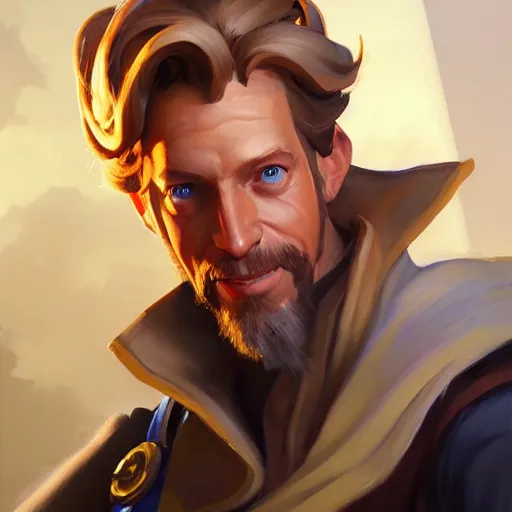 Image similar to Greg Manchess portrait painting o Guybrush Threpwood as Overwatch character, medium shot, asymmetrical, profile picture, Organic Painting, sunny day, Matte Painting, bold shapes, hard edges, street art, trending on artstation, by Huang Guangjian and Gil Elvgren and Sachin Teng