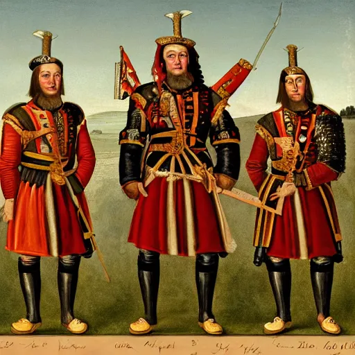 Image similar to portrait of the three stuges in the 30 years war