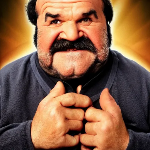 Image similar to live-action-Wario-hollywood movie casting, played by Dom DeLuise, posing for poster photography