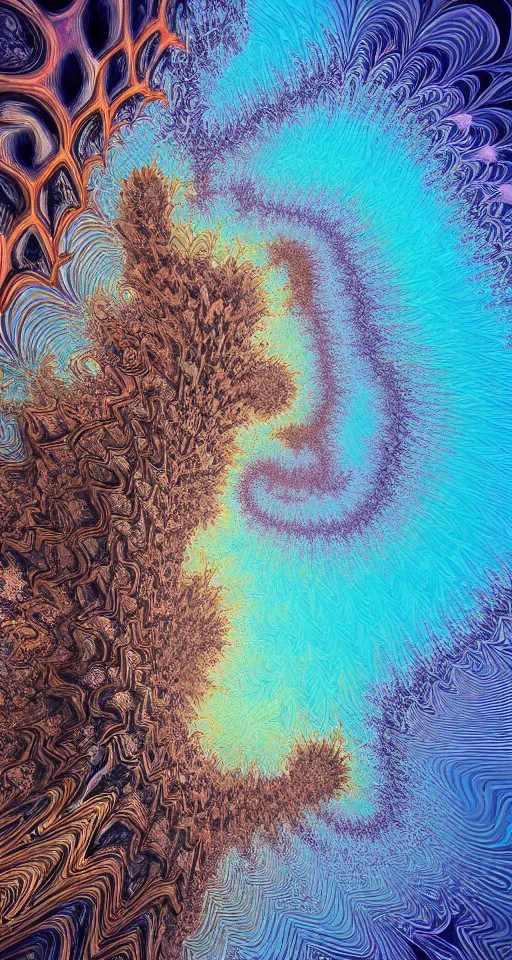 Prompt: a hyper-complex geometric mandelbulb fractral sunrise, mandelbrot fractal ocean waves, tropcial psychedelic vacation paradise, insane amount of detail, photo