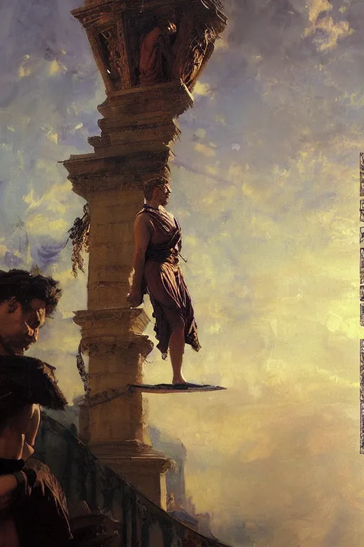 Image similar to beautiful detailed expressive impressionistic oil painting portrait of ancient roman god emperor steve buscemi ascending on high wearing the civic crown, renaissance painting, dark background, art by anders zorn, wonderful masterpiece by greg rutkowski, expressive brush strokes, beautiful cinematic light, american romanticism by greg manchess, jessica rossier