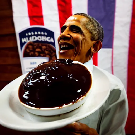 Image similar to enticing obama eating a hot fudge sundae