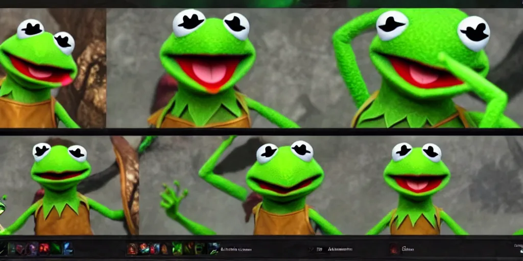 Image similar to kermit the frog in dota 2