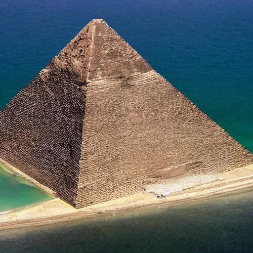 Prompt: ancient pyramid in the middle of the sea