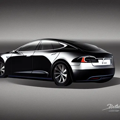 Prompt: Tesla Model S as a 70’s car, concept art, digital art