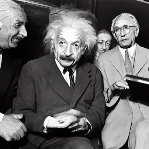 Prompt: NBA broadcast of Albert Einstein as an NBA all-star