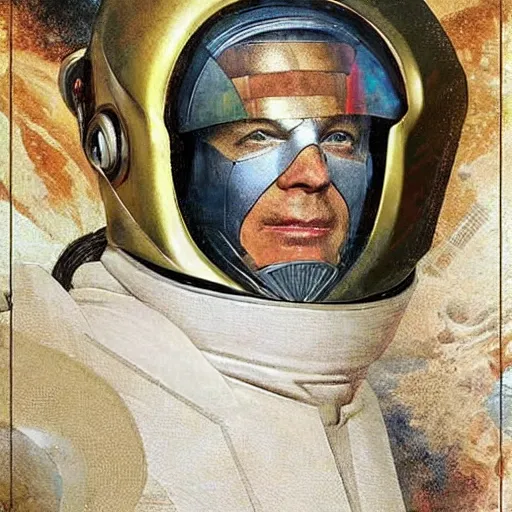 Image similar to STAR TREK Gucci racer helmet designed in ancient Greece, (SFW) safe for work, photo realistic illustration by greg rutkowski, thomas kindkade, alphonse mucha, loish, norman rockwell