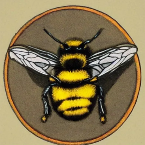 Image similar to a fierce dead bumblebee in the middle of a bloody bullseye, art nouveau