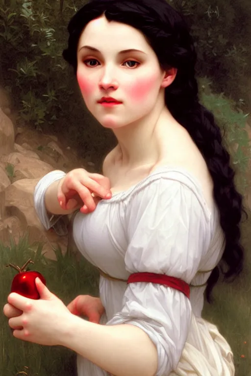 Image similar to snow white, painting by bouguereau, detailed art, artstation