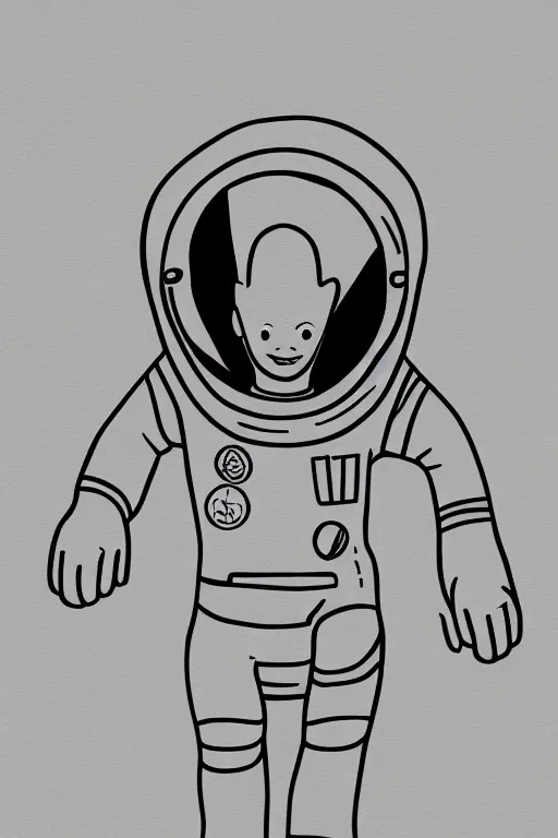 Image similar to simplistic, basic digital drawing in photoshop of a retro astronaut, sketch