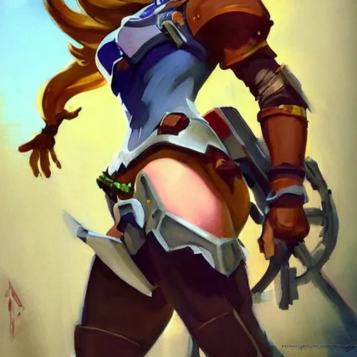 Image similar to greg manchess portrait painting of partially armored female link from legend of zelda as overwatch character, medium shot, asymmetrical, profile picture, organic painting, sunny day, matte painting, bold shapes, hard edges, street art, trending on artstation, by huang guangjian and gil elvgren and sachin teng