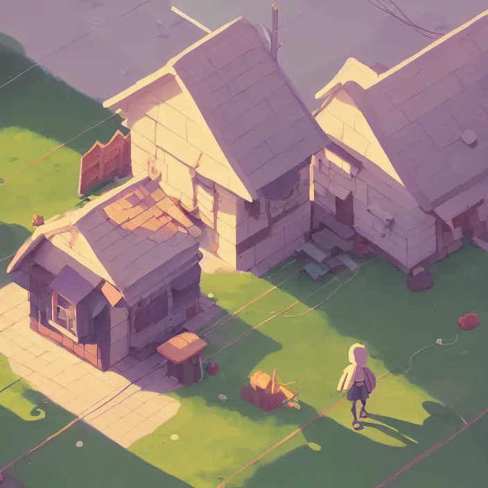 Image similar to isometric tile, a lovely cottage, plain background, cory loftis, james gilleard, atey ghailan, makoto shinkai, goro fujita, studio ghibli, exquisite lighting, clear focus, very coherent, soft painting