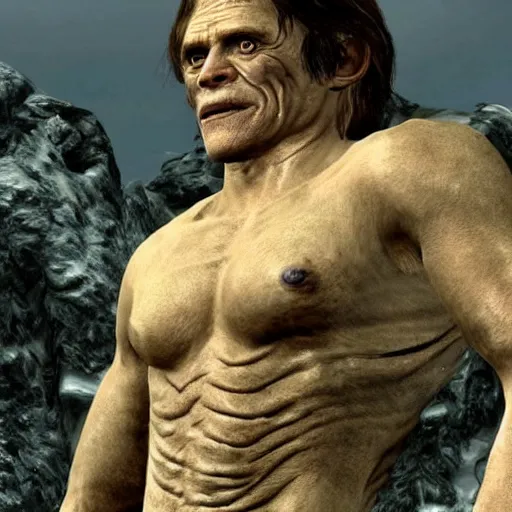 Image similar to willem dafoe in skyrim conjures