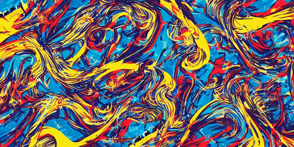 Prompt: Tristan Eaton's wallpaper, Fluid electricity, vector art