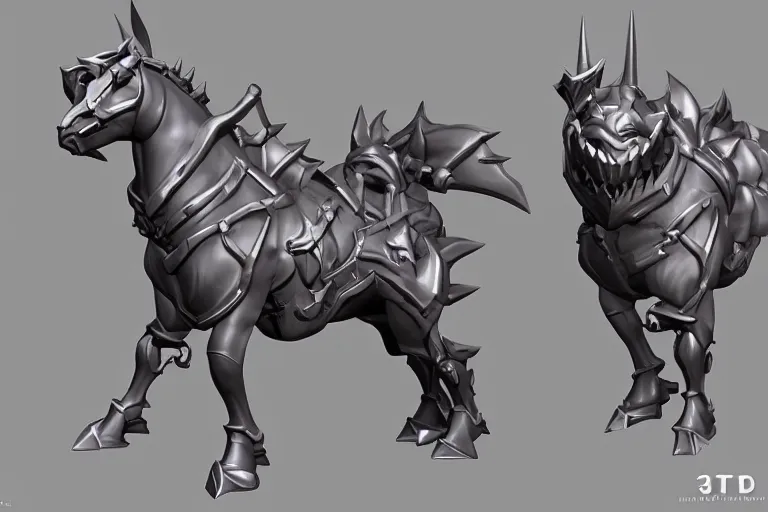 Image similar to 3d sculpt of an evil ironwork horse, artstaton, League of Legends, overwatch, digital illustration