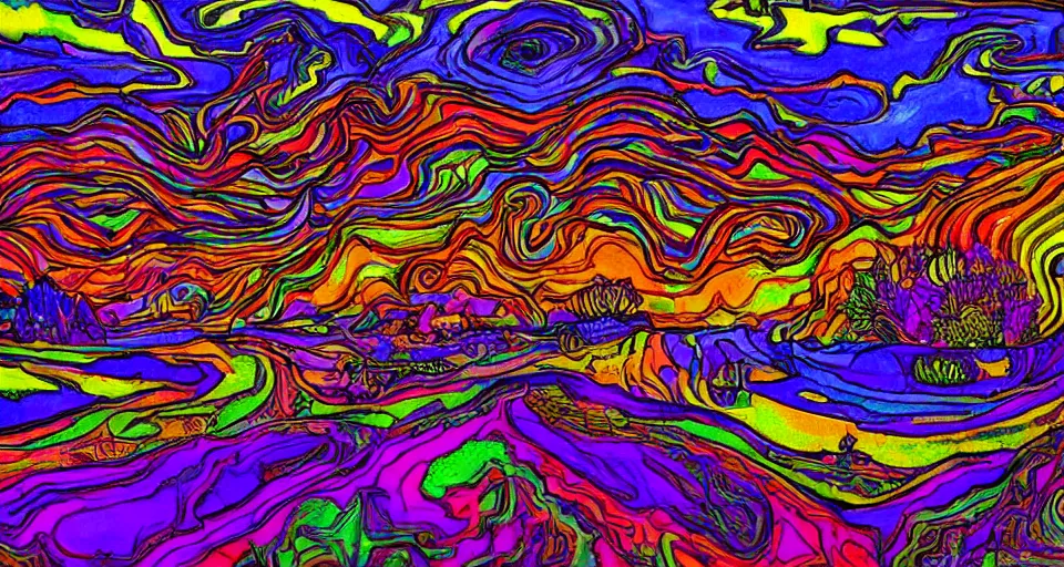 Prompt: a psychedelic landscape