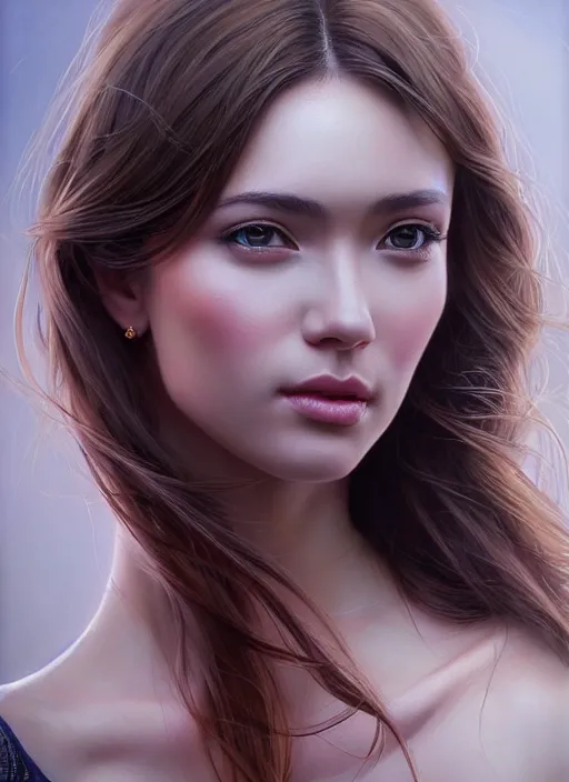 Image similar to photo of a gorgeous young woman in the style of stefan kostic, realistic, sharp focus, 8 k high definition, insanely detailed, intricate, elegant, art by stanley lau and artgerm