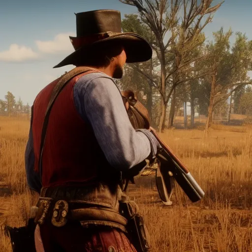 Prompt: Film still of Elmo in Red Dead Redemption 2 (2018 video game)