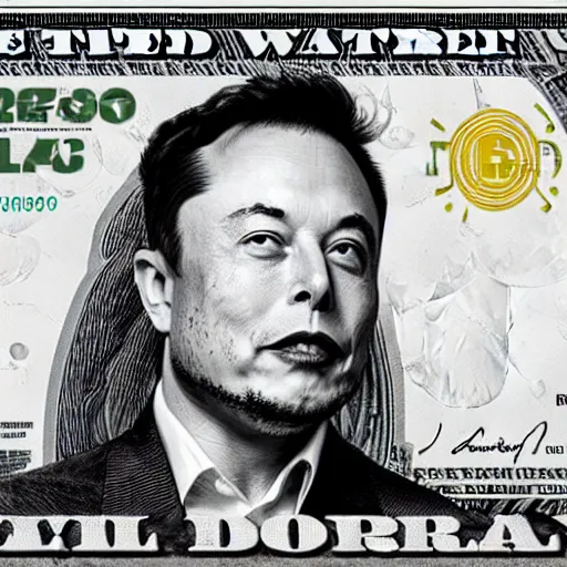 Prompt: Elon musk on the Mars Dollar bill