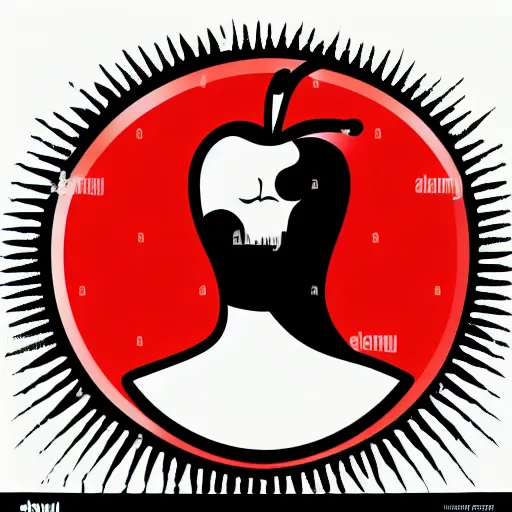 Image similar to logo of a man with an apple for his head happy vector modern clean minimal silhouette