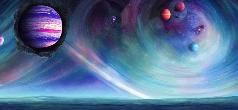 Image similar to the endless waltz of the planets, digital art, extreme detail