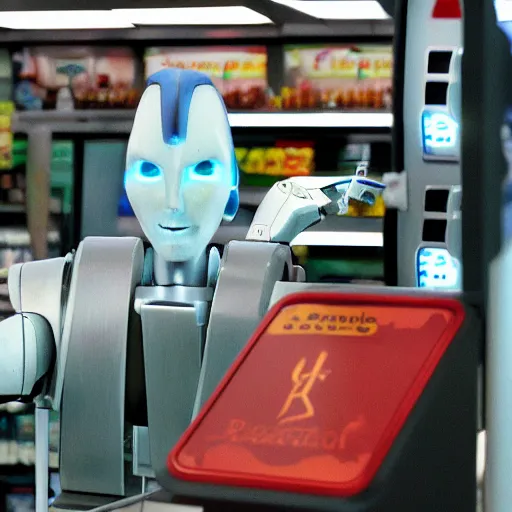 Image similar to pan's labyrinth enraged convenience store robo - cashier